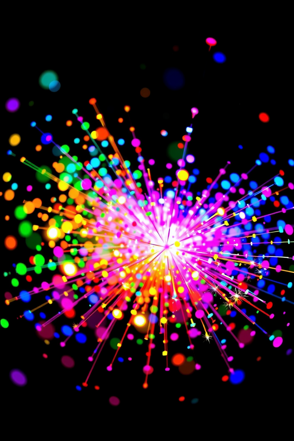 A vibrant and dazzling phone wallpaper showcasing multicolored glitter that dances against a dark background, resembling a starry midnight sky. This free aesthetic design, perfect for iPhones, is available for download at pafwallpapers.com, offering a unique and playful touch to your device.